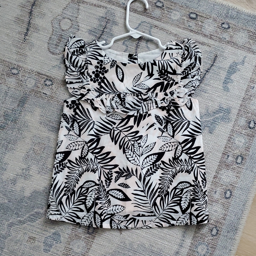 Janie and Jack Girls Hopscotch Pink Tropical Leaves Shirt Top Sz5